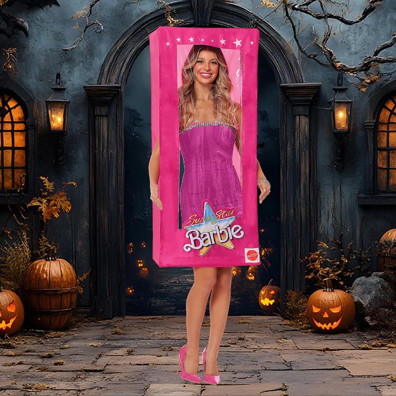 Adults Barbie Box Costume Hot Pink Display Window Fashion Doll Outfit One Size